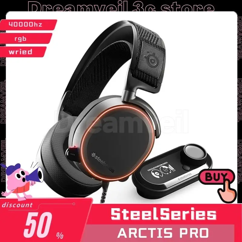 Steelseries Arctis Pro+Dac Wried Gaming Headset 40000hz With Microphone Hi-Res Rgb Light Esports Gamer Headphone Custom gifts