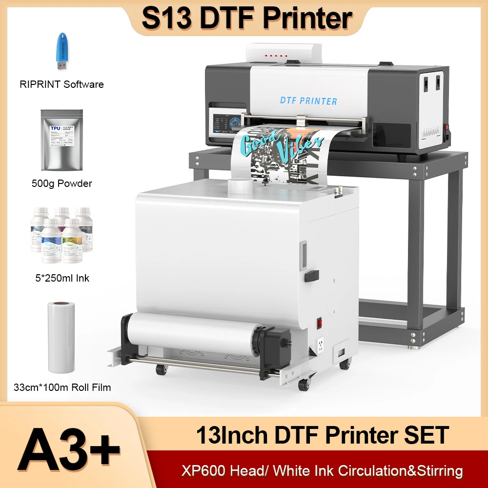 

13-дюймовый принтер DTF для Epson XP600 Печатающая головка с порошковым шейкером A3 Прямой для пленочного принтера Печать на футболках и одежде