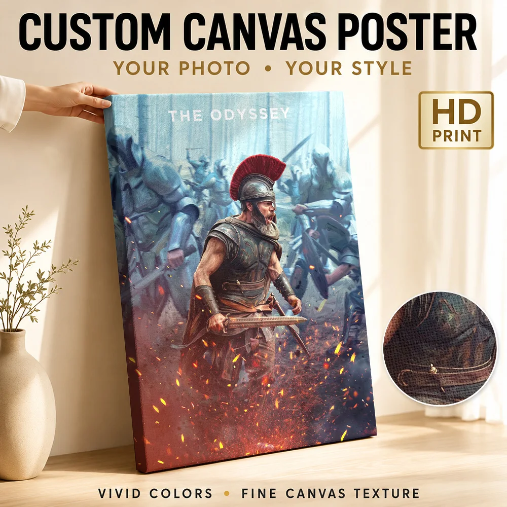 The Odyssey Ancient Warrior Battle Canvas Painting Poster Custom Spiritual Mythology Canvas Wall Art for Meditation Room Decor
