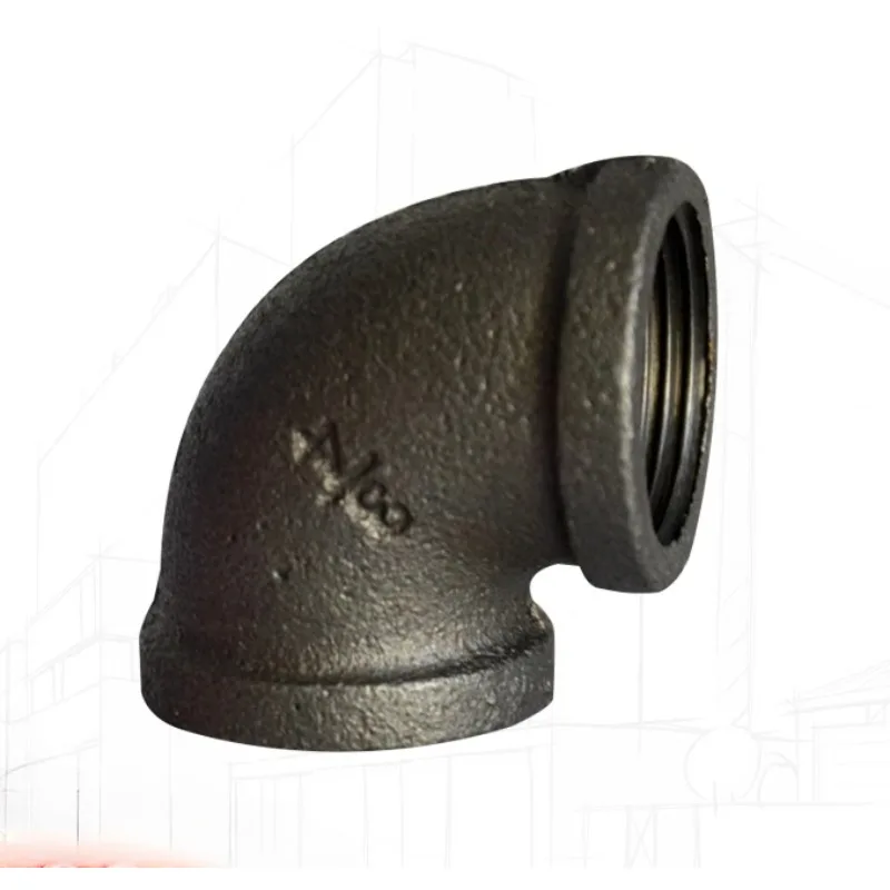 Antique Style Black self colour malleable iron pipe fittings connectors Black cast Iron threaded pipe 1/2 inch 3/4 inch 1 inch