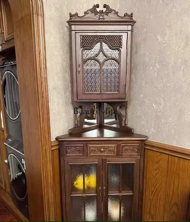 

ld14 Solid Wood Corner American Style Corner Cabinet Storage Right Angle Cabinet Ultra-Thin High-End Feel Living Room