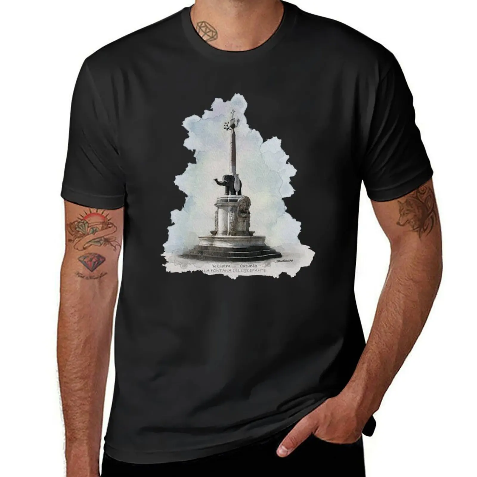 

Catania 'u Liotru Fontana dell'Elefante Sicilia T-Shirt vintage for a boy black t shirts for men