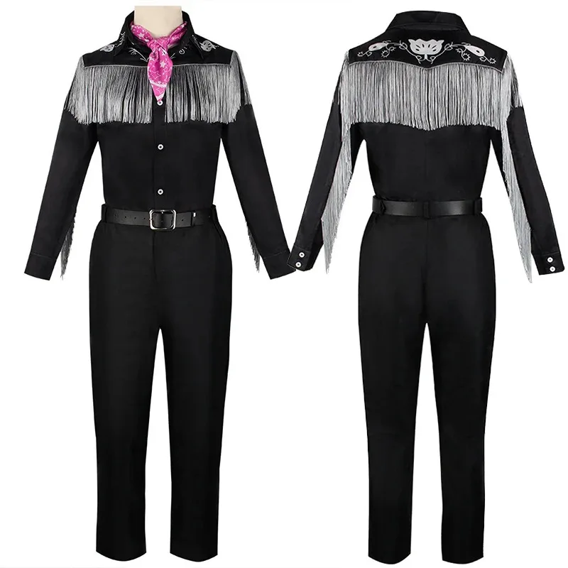 Новый костюм для косплея 2025 года, наряды KEN, ковбойская рубашка Райана Гослинга, брюки, пояс, шарф, костюм для выступлений, униформа на Хэллоуин, бар ☆ ★ ☆ ★ qq