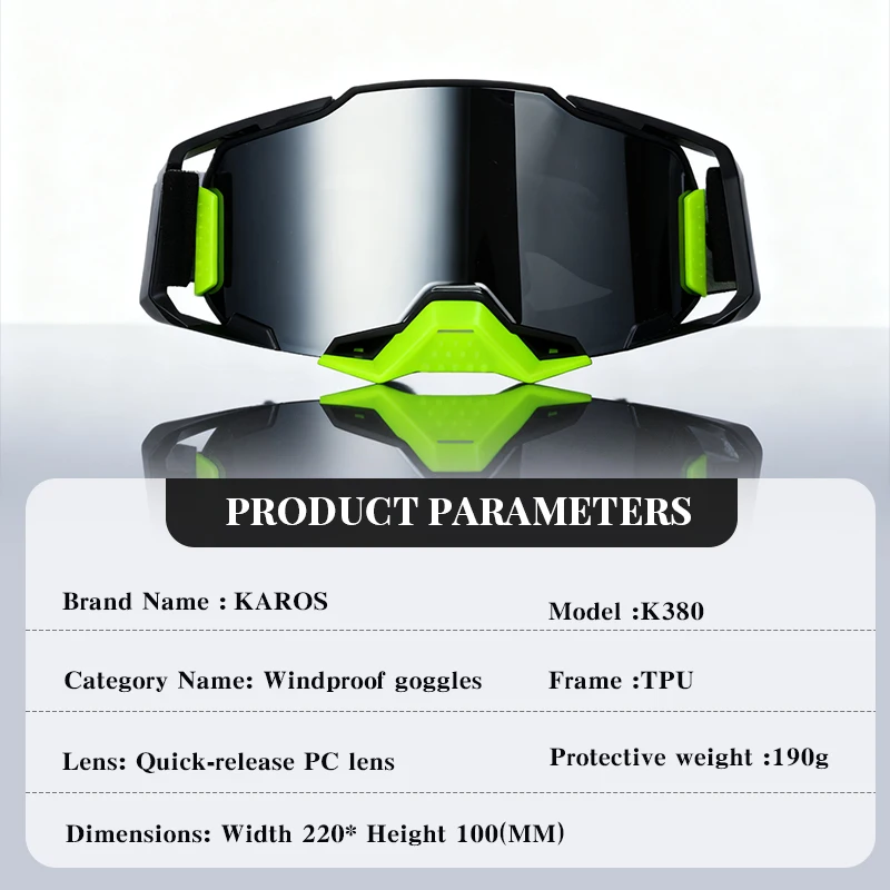 Karos Off-Road Cycling Goggles MTB ATV MX Motorcycle Racing Helmet Glasses UV400 Windproof Motocross Riding Sunglasses Gift K380 view 6