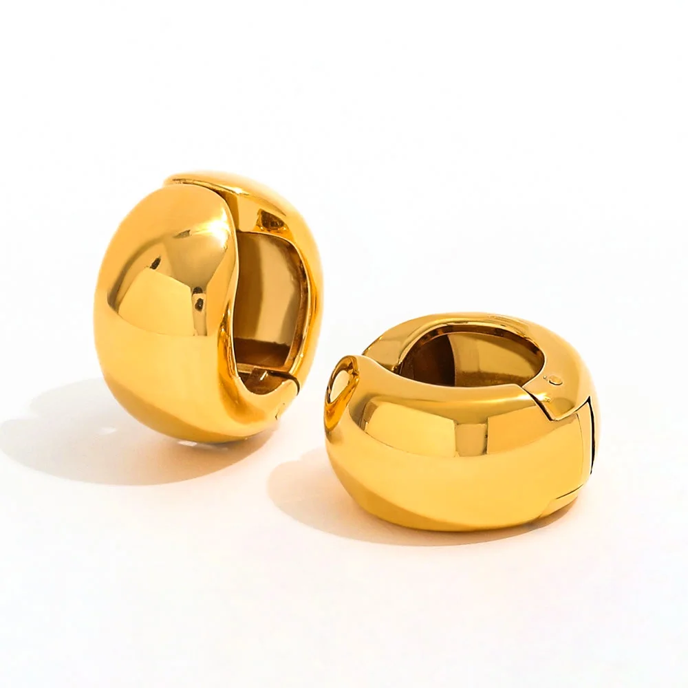 

Joolim Jewelry High Quality PVD Wholesale Waterproof Fashion Elastic Built-in Spring Cuff Stainless Steel Earring for Women
