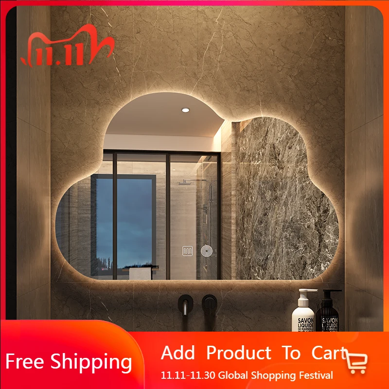 

Cloud Irregular Asymmetrical Mirror Light Hanging Bathroom Nordic Mirror Modern Makeup Decoration Spiegel Wand Home Products