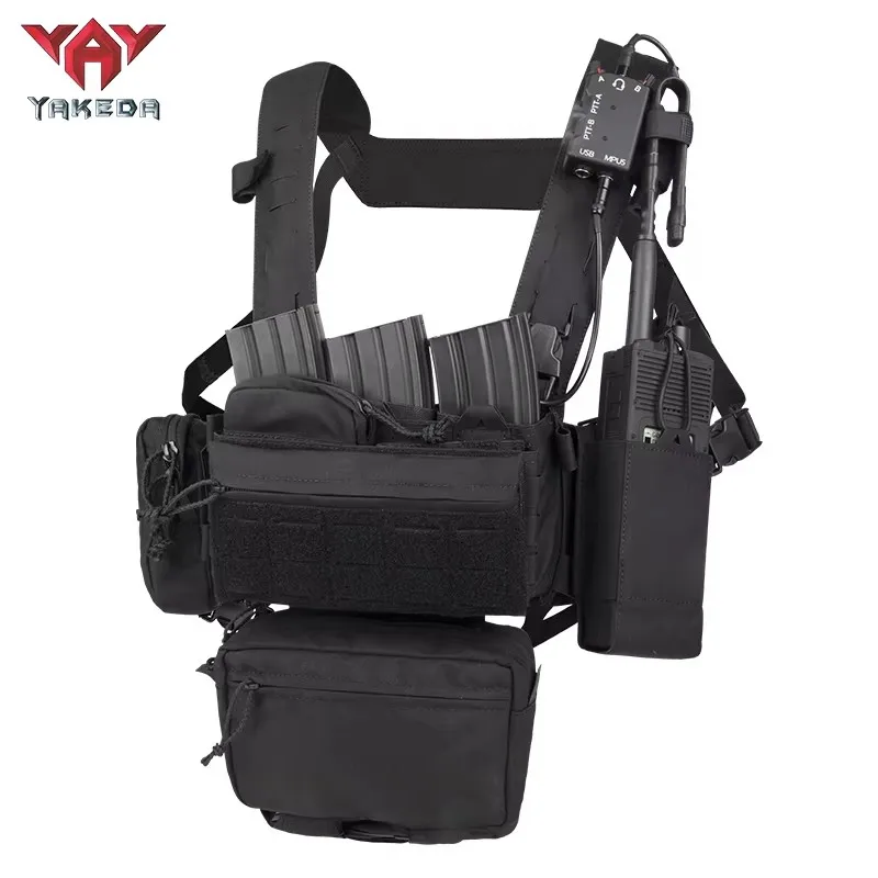 Chaleco Táctico YAKEDA Molle Modular con Arnés y Bolsas, Cinturón de Patrulla con Sistema de Transporte de Carga, Equipo Táctico para Caza