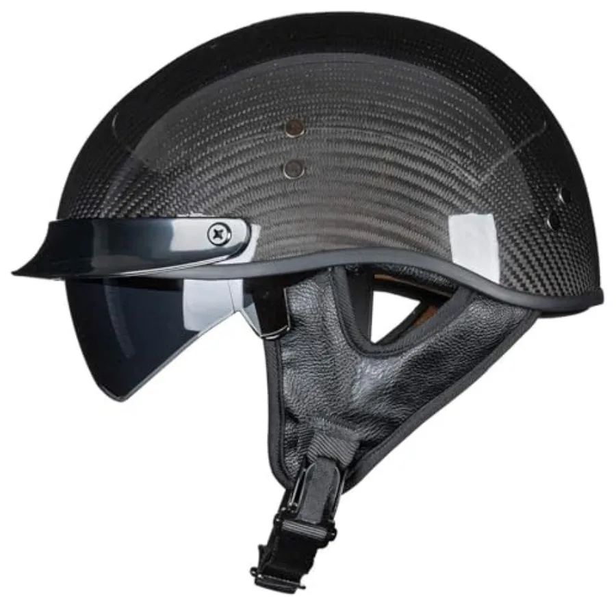 

Motorbike cruiser chopper moped scooter ATV use carbon fiber gloss black lightweight and aerodynamic open face retro half helme