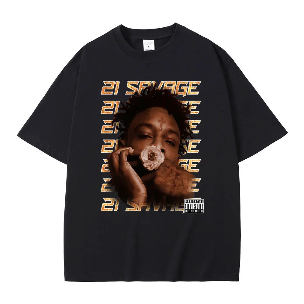 Rapper 21 Savage Graphic Tshirt Men's Hip Hop Vintage Short Sleeve T-shirts Male Fashion Rap Oversized Tshirt Summer Streetwear