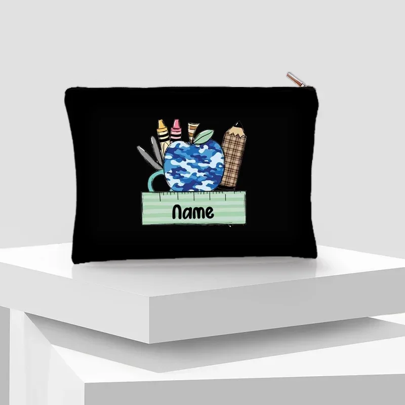 Custom Teacher Cosmetic Bag Personalization Name Travel Toilet Skin Care Item Storage Cute Pencil Cases  Pencil Ruler Organizer