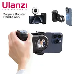 Ulanzi O-Lock Bluetooth Selfie Handle Grip for iPhone Android Smartphone Photo Stabilizer with Cold Shoe 1/4 Screw Holes