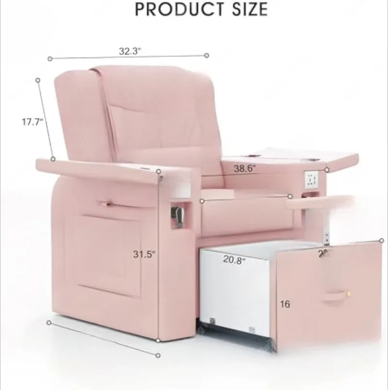 Modern Luxury Nail Salon Foot Spa Massage Nail Station Tubeless Jacuzzi System No Plumbing Electric Pedicure Chair