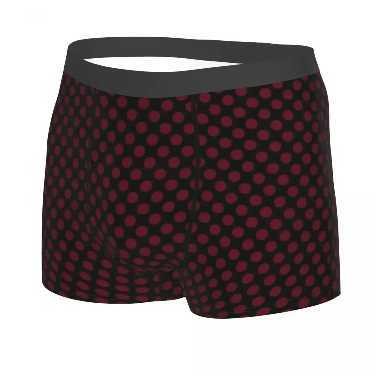 Black And Garnet Polka Men Boxer Briefs Breathable Funny Underwear Top Quality Print Shorts Gift Idea