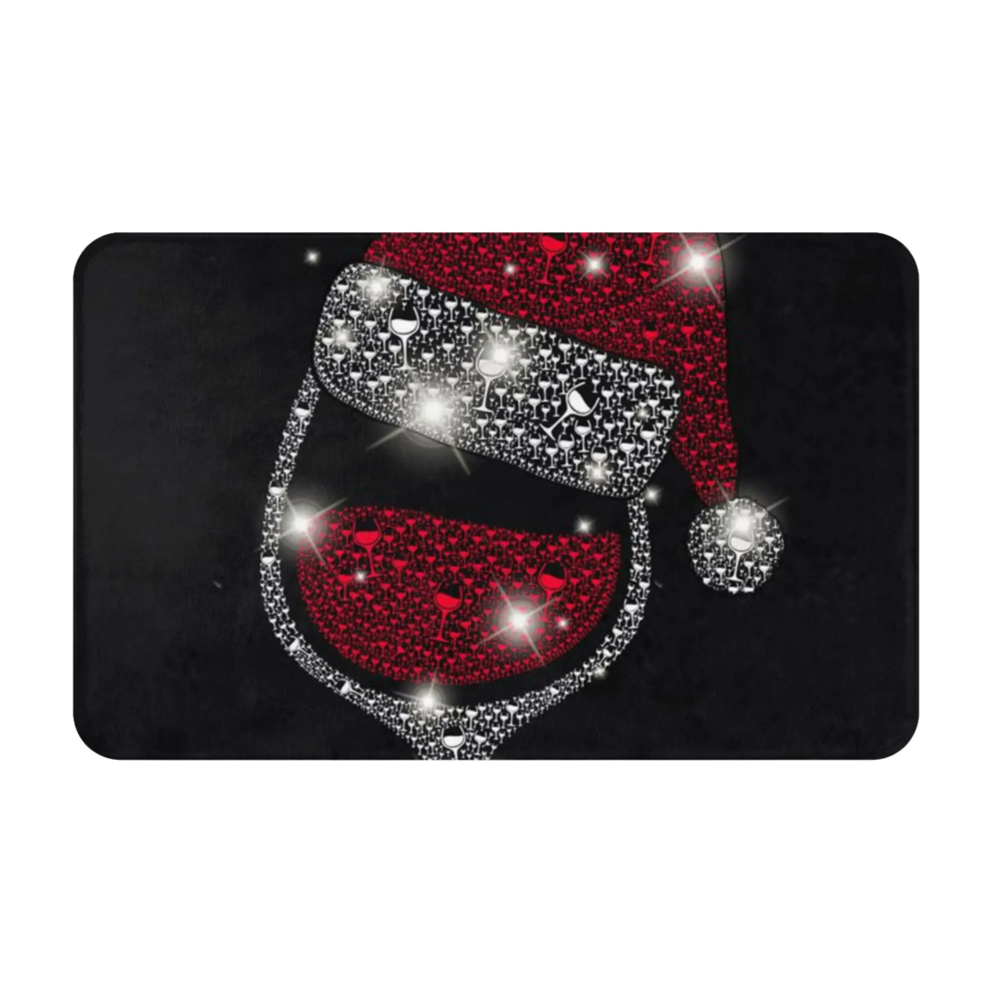 Wine Glass Christmas Graphic Anti-Slip Doormat Kitchen Mat  Welcome ModernDecor