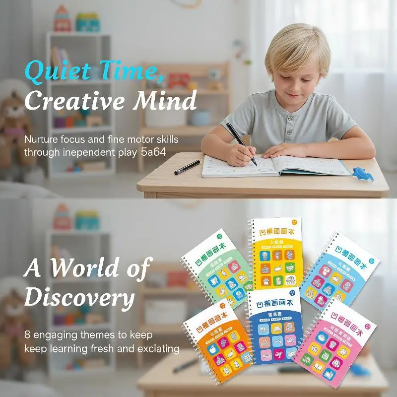 New Groove Book Simple Strokes Calligraphy Practice Creative Graffiti Book Basic Painting Template For 2 To 8 Years Old Kids