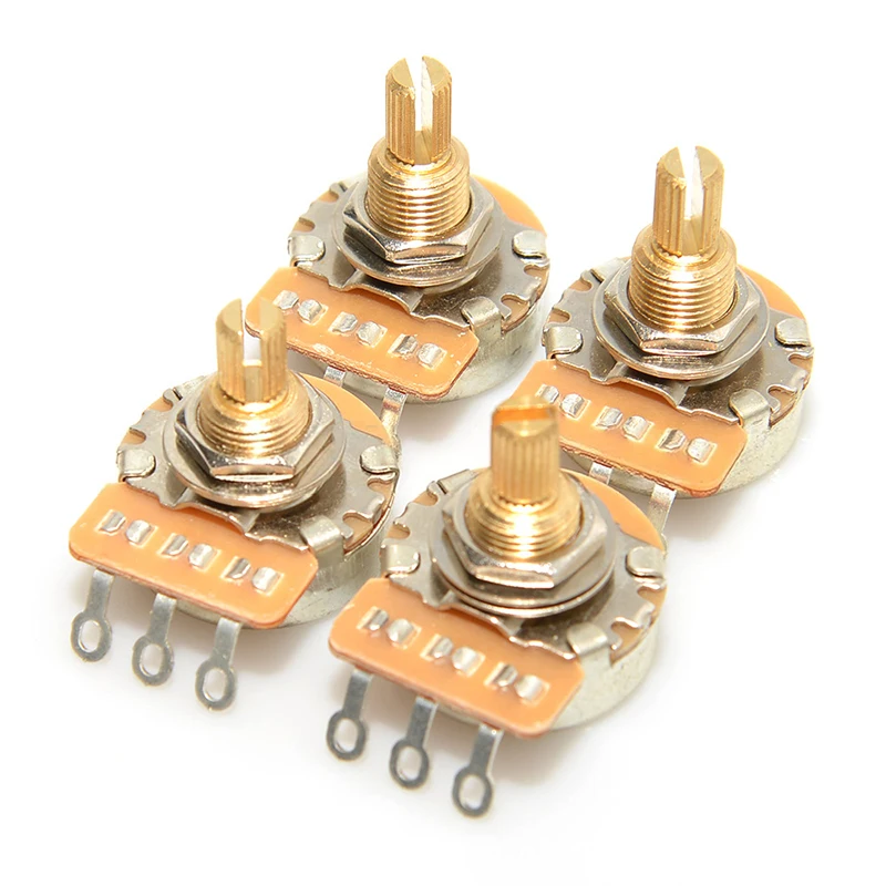 1Pcs Fine 24-spline Brass Shaft Pots 500K/250K Long / Short Shaft Choose Guitar Potentiometers DIY Accessories