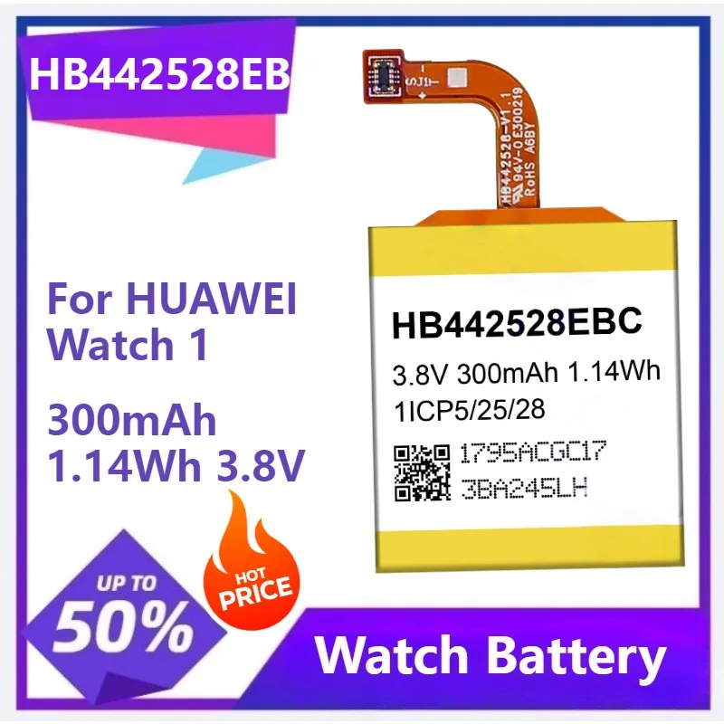 

Brand-New Battery HB442528EBC For HUAWEI Watch 1 Watch1 HB442528EBC Batteries 300mAh 1.14Wh 3.8V