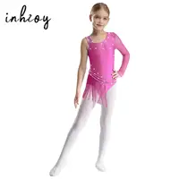 Leotardo de baile de patinaje artístico para niñas, traje con falda con flecos y borlas irregulares con diamantes de imitación brillantes para actuación de Jazz latino