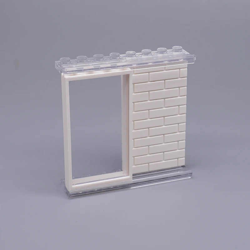 Sliding Door Window Set With Rail Transparent Glass Building Blocks Brick MOC Parts DIY Toys For Creative House Store Villa