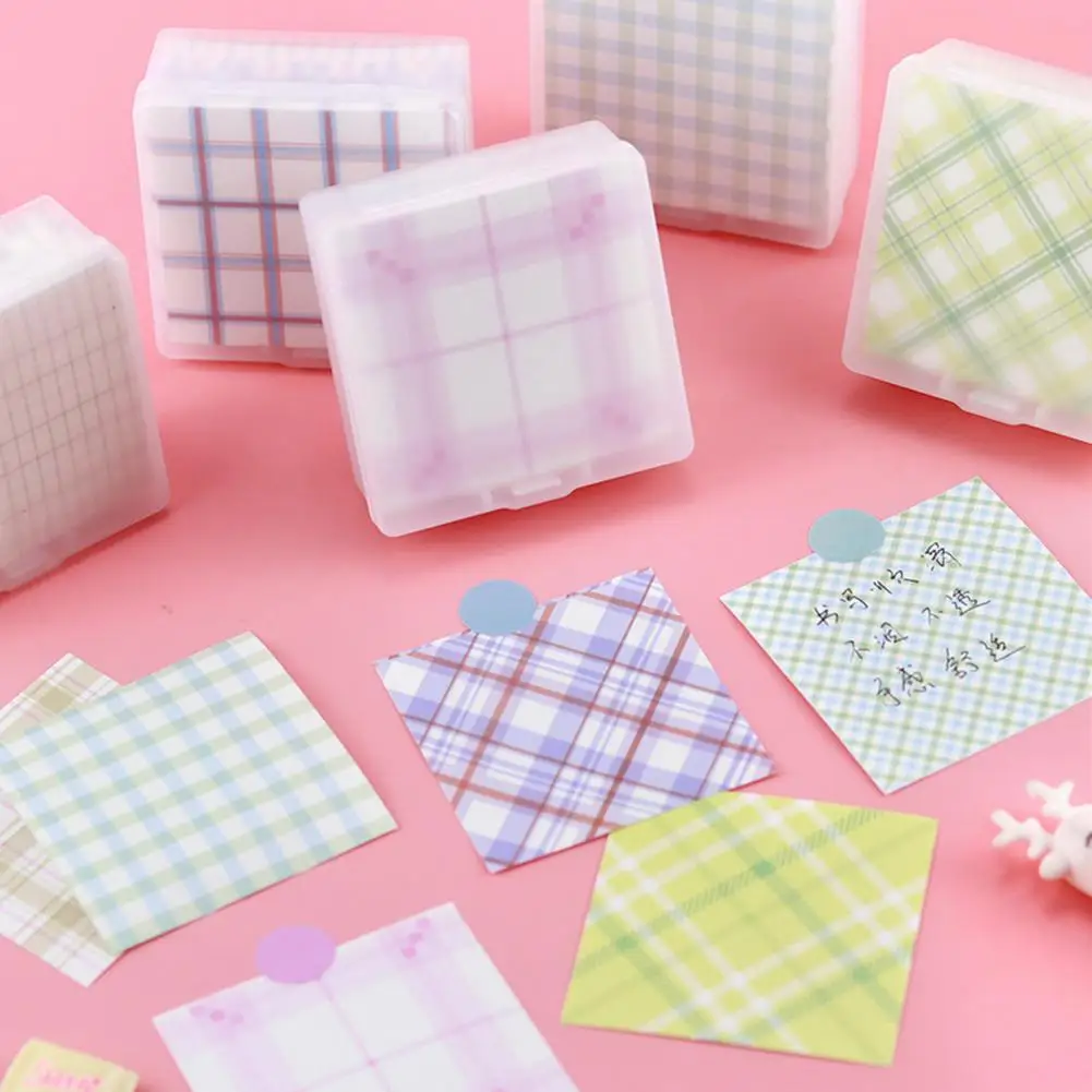 Papel de nota de cuadrícula creativa, diseño de dibujos animados divertidos, papel de notas no pegajoso de contenido rico para estudiantes y premios, 1 caja
