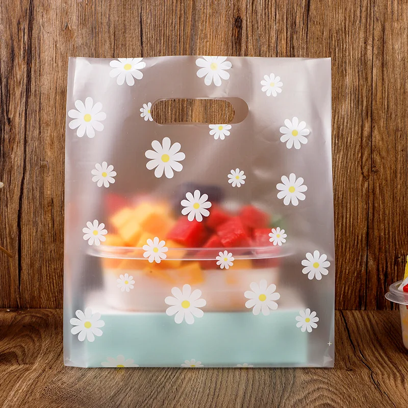 

50pcs Lovely Floral Plastic Gift Bags Thicken Carry Bag Shopping Bag Christmas Baby Shower Party Favor Bag Cake Wrapping Pouches