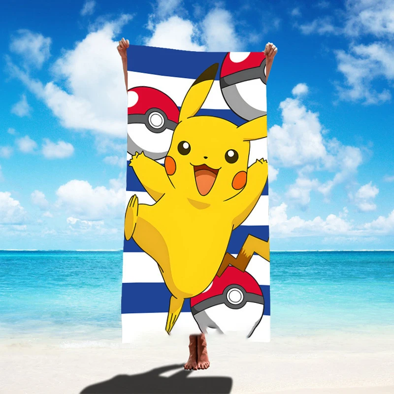 Hot Cartoon Pokemon Beach Towel Anime Pikachu Summer Towels Bathroom Bath Towel Swim Christmas Towels Microfibre Bath Towel