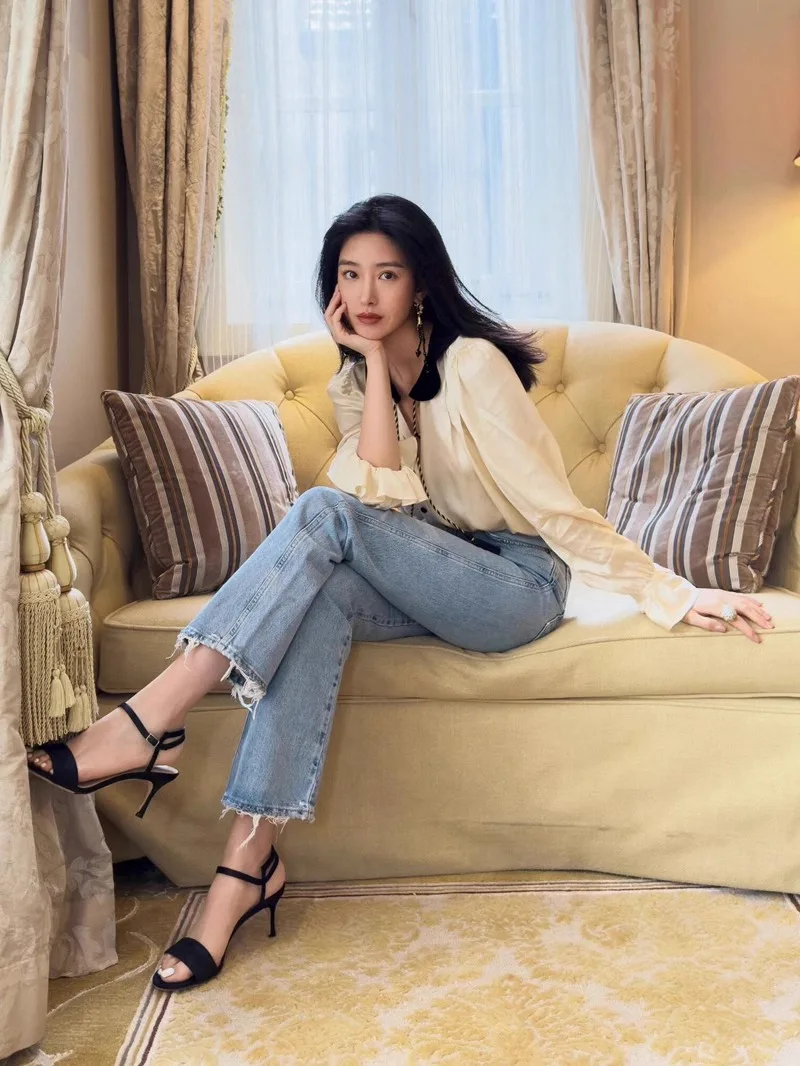 

Французский воротник для куклы Bubble Sve irt Wheat St с поясом Ранняя осень Lady irt Полиэфирное волокно Прямой крой Long Sve