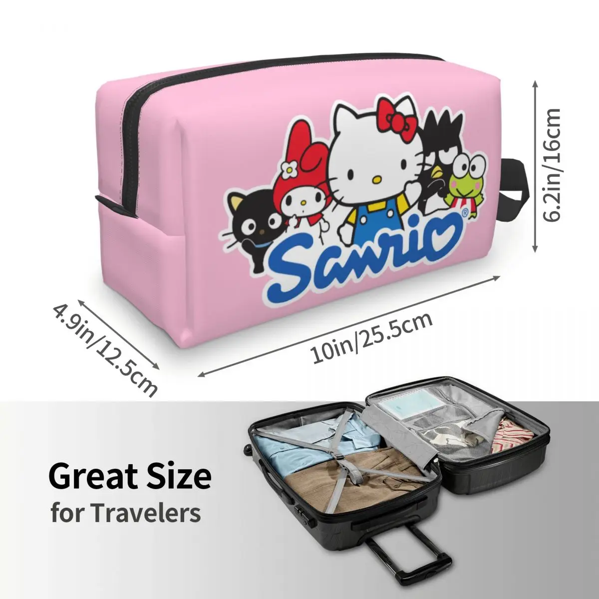 Custom Kitty White Hello Kitty Makeup Bag Women Travel Cosmetic Organizer Kawaii Sanrio Storage Toiletry Bags