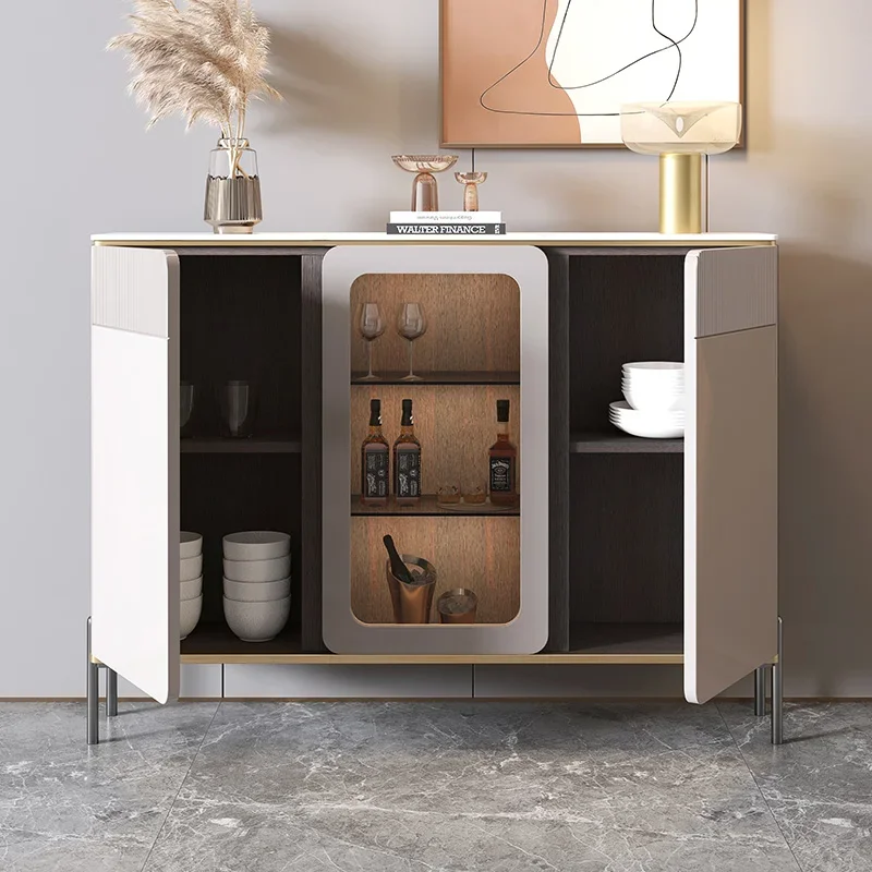 Rock board sideboard cabinet Narrow modern minimalist kitchen cabinet Storage cabinet Light luxury wine cabinet