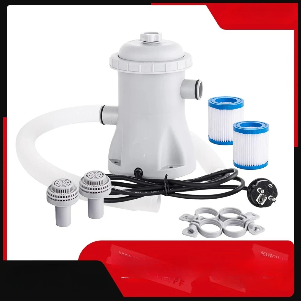 330 GPH Electric Pool Filter Pump, Small Above Ground Water Pump with 2 Filter Cartridges for Paddling Pool