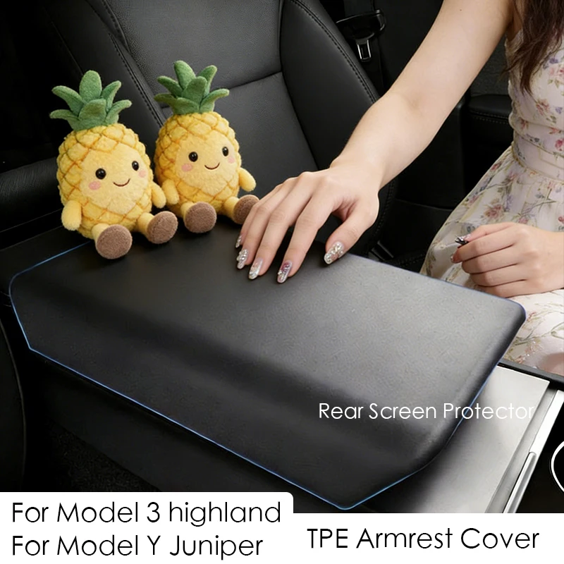 

For Tesla Model Y 2025 Juniper Model 3 Highland 2024 TPE Armrest Box Protective Cover Mad Center Console Interior Accessories