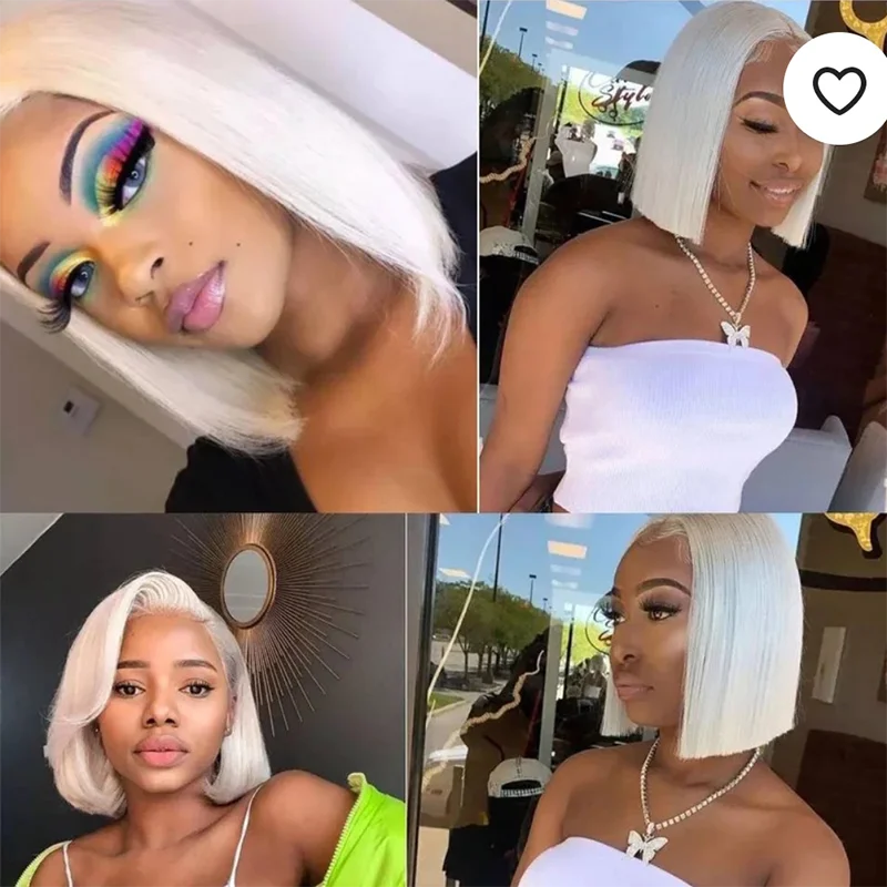 باروكة برناردو بيضاء قصيرة شعر مستعار اصطناعي من الدانتيل الجبهة مقاوم للحرارة شعر مستعار مموج من الألياف الطبيعية للنساء البيض