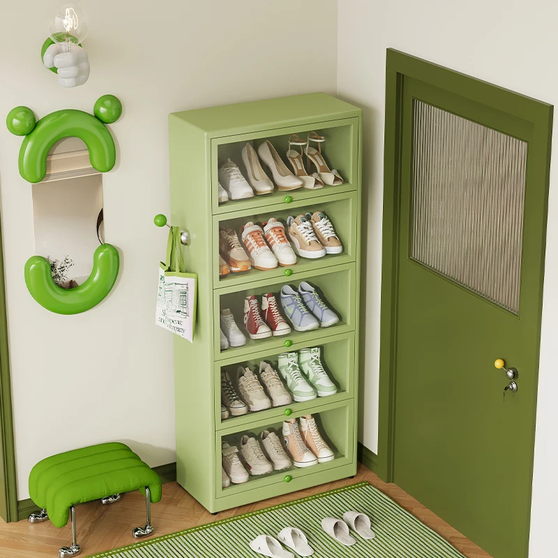 Compact Metal Shoe Cabinet for Small Families, 5-layer Steel Shoe Storage Box, Suitable for Dormitories or Apartments