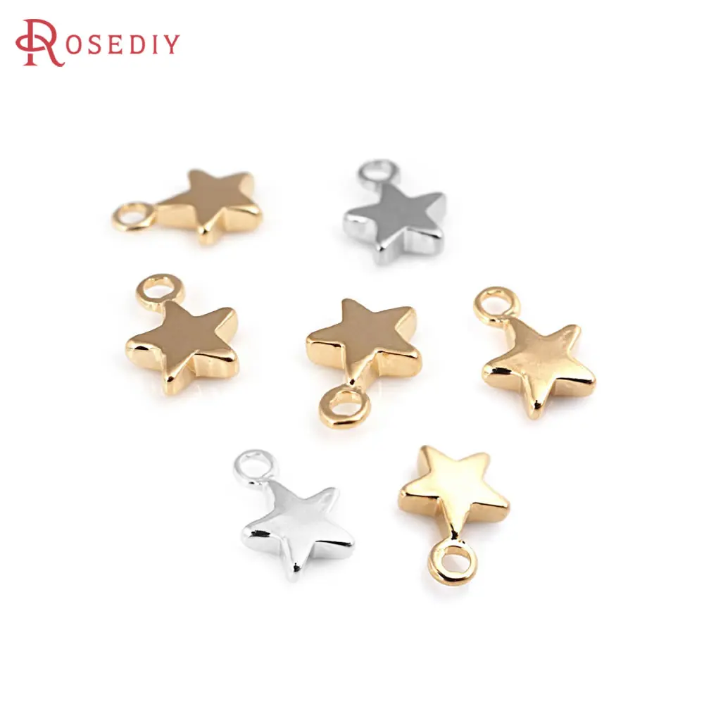 18K Gold Color Brass Small Star Charms High Quality Diy Jewelry Making Supplies Necklace Earrings Accessories for Women