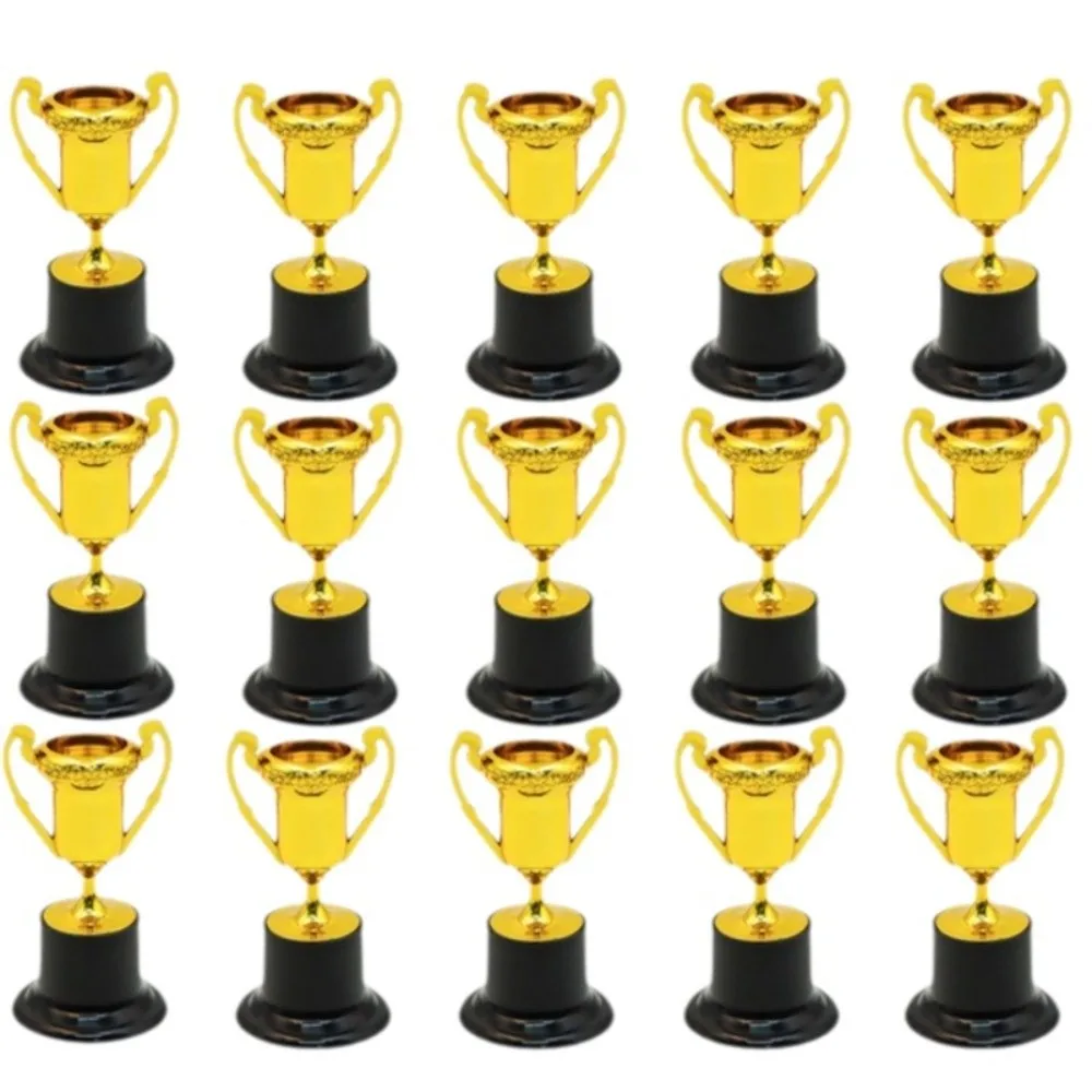 1/6pcs Trophy Plastic Material Mini Trophy Mini Size Small Size Gold Trophy Gold Color Award Cup Sport Tournament