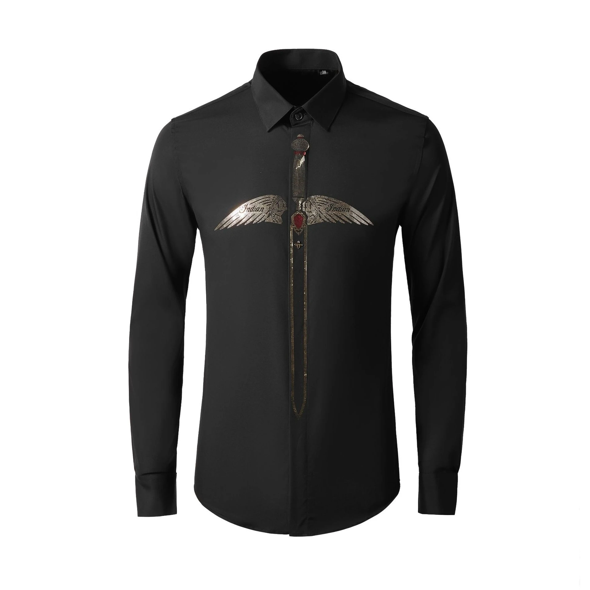 Luxury Retro Sequined Shirt  Men Heavy Duty Long Sleeved Casual Business Shirts Nightclub Banquet Party Stage Performance Shirt