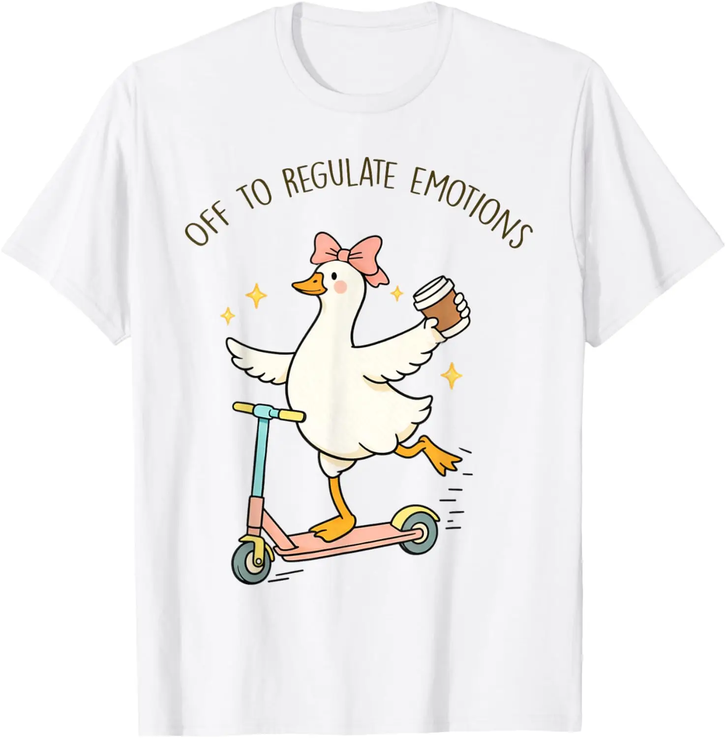 Off To Regulate Emotions Goose Funny Mental Health Counselor T-Shirt 100% Cotton Trendy Y2K Short-Sleeve Tee – Soft, Quick-Drying, & Moisture-Wicking; Ideal for Sports or Casual Wear; Great Gift for Christmas or Halloween.