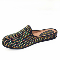 Half Slippers Rhinestone Shoes Bar Rhinestone Drill Comfortable Low Heel 3CM European Large Size Women's Shoes Woman Shoes Heels