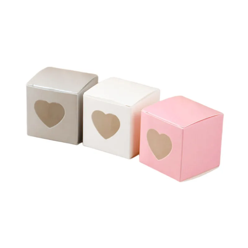 25/50Pcs Kraft Paper Candy Box PVC Transparent Heart Window Favor Gift Box Cute Packaging Bag Birthday Wedding Party Decoration