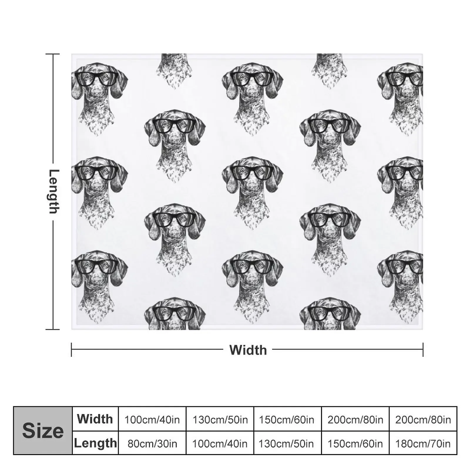 Hipster German Shorthaired Pointer Dog Line Drawing Throw Blanket Decorative Sofa Weighted Blankets