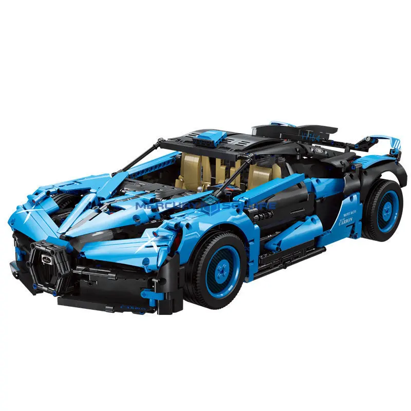 Blue 1:8 Model Fast Vehicle Super Racing Car Building Blocks MOC MY88008 Bricks Set Furious Toys for Children Boys Gift