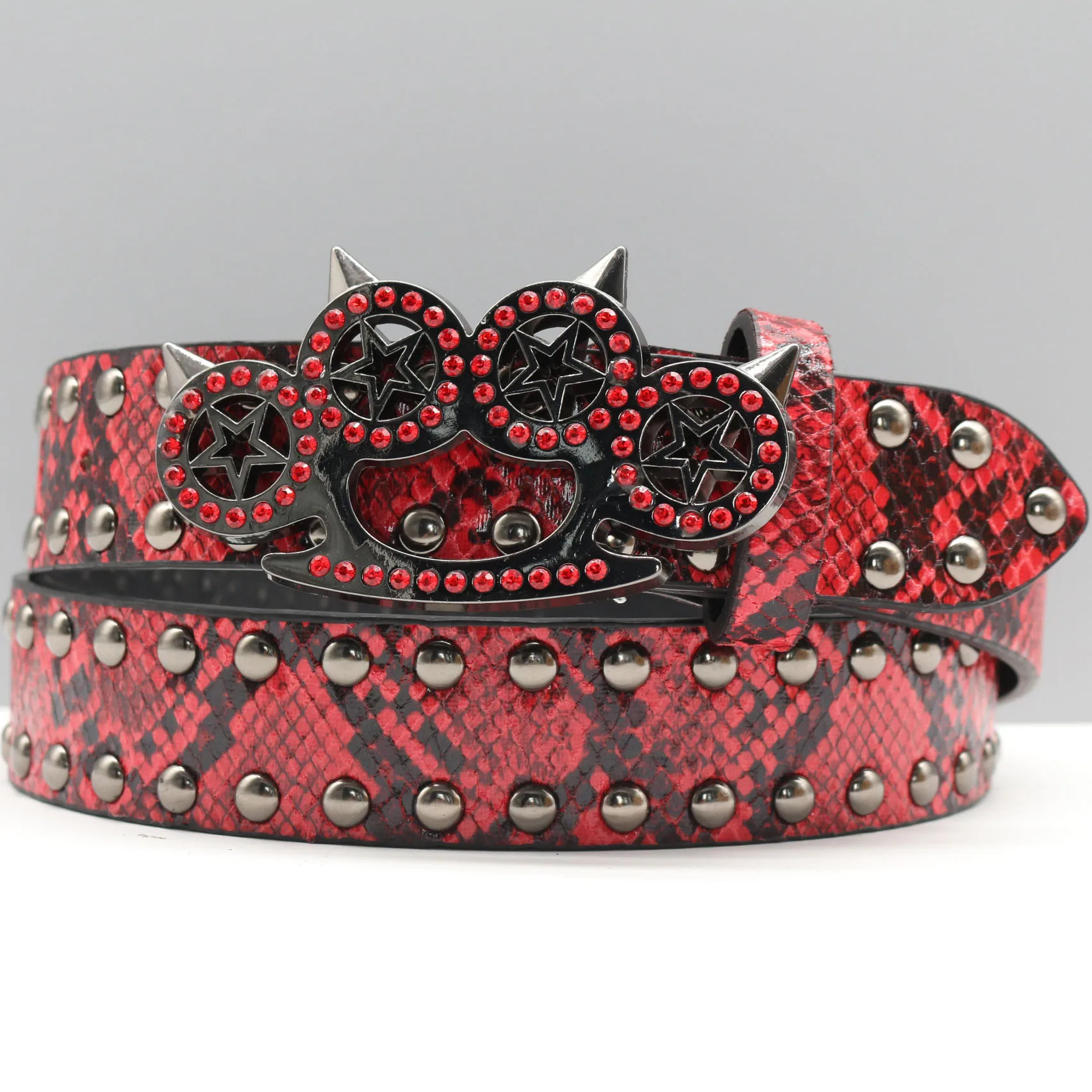 

Ремень в стиле панк со стразами и тигровым когтем, пряжка в виде змеи, джинсовый ремень в стиле вестерн шириной 3,8 см, дизайнерский ремень унисекс с пряжкой из сплава Y2K.