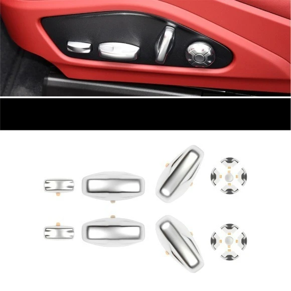 Car 14 18 Way Seat Adjustment Button Cover Sequin Trim Sticker For Porsche Panamera 971 Cayenne 911 992 92A Taycan Y1A 2022-2025