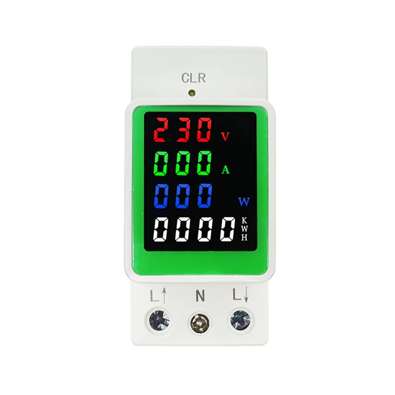 الجهد الحالي كيلوواط ساعة مراقبة الطاقة الكهربائية متر AC80-270V 110 فولت 220 فولت 100A فولت أمبير الفولتميتر مقياس التيار الكهربائي Din السكك الحديدية