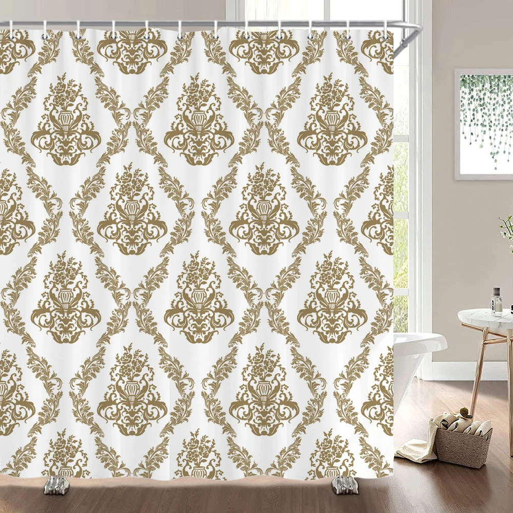 

3D European Flower style Waterproof Shower Curtain Polyester Fabric Bathroom Partition Screen Bath Curtain Decoration Curtain