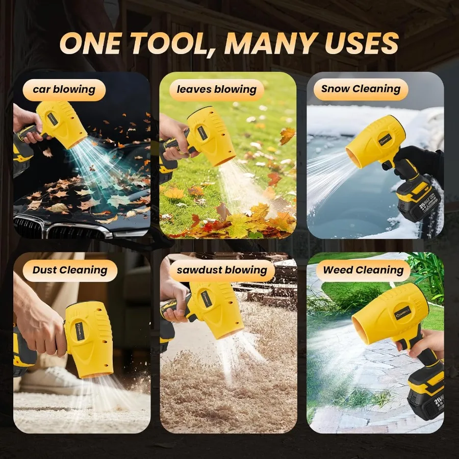 Nettoyeur de poussière Portable, souffleur de feuilles sans fil avec 2 Batteries 21V 4,0 ah, souffleur électrique portatif, Mini lumière réglable à 3 vitesses