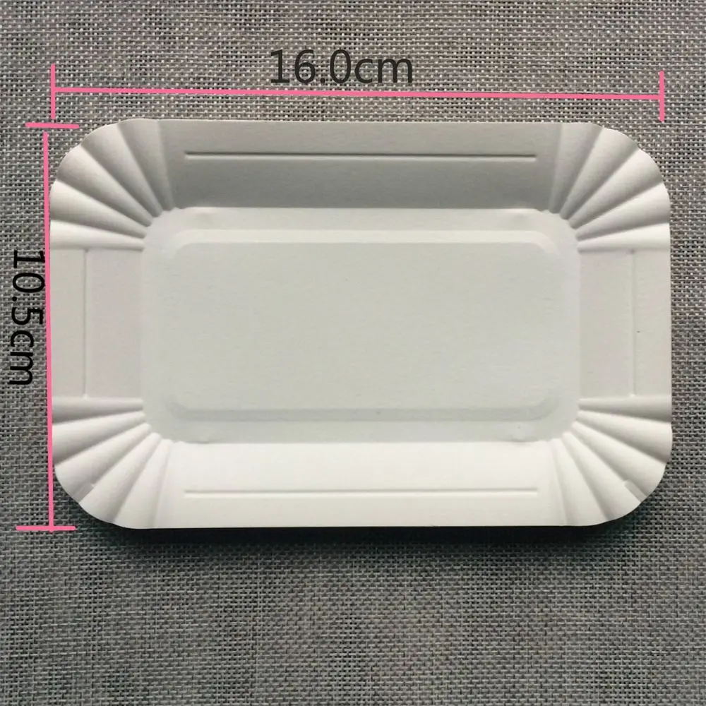 Dinner Diner Barbecue 16*10cm Cake Tableware 10pcs Buffet Disposable Birthday Wedding Paper Plates Rectangular  Shaped Party