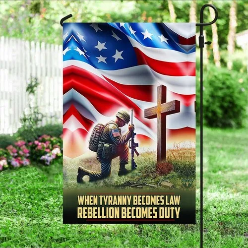 Veteran Kneeling The Cross Flag When Tyranny Becomes Law Graden Flag UUI GGX
