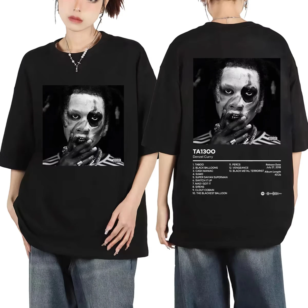 Rapper Denzel Curry Music Album Print T-shirt Fashion Hip Hop Vintage T Shirts Men Women Casual Oversized T-shirts