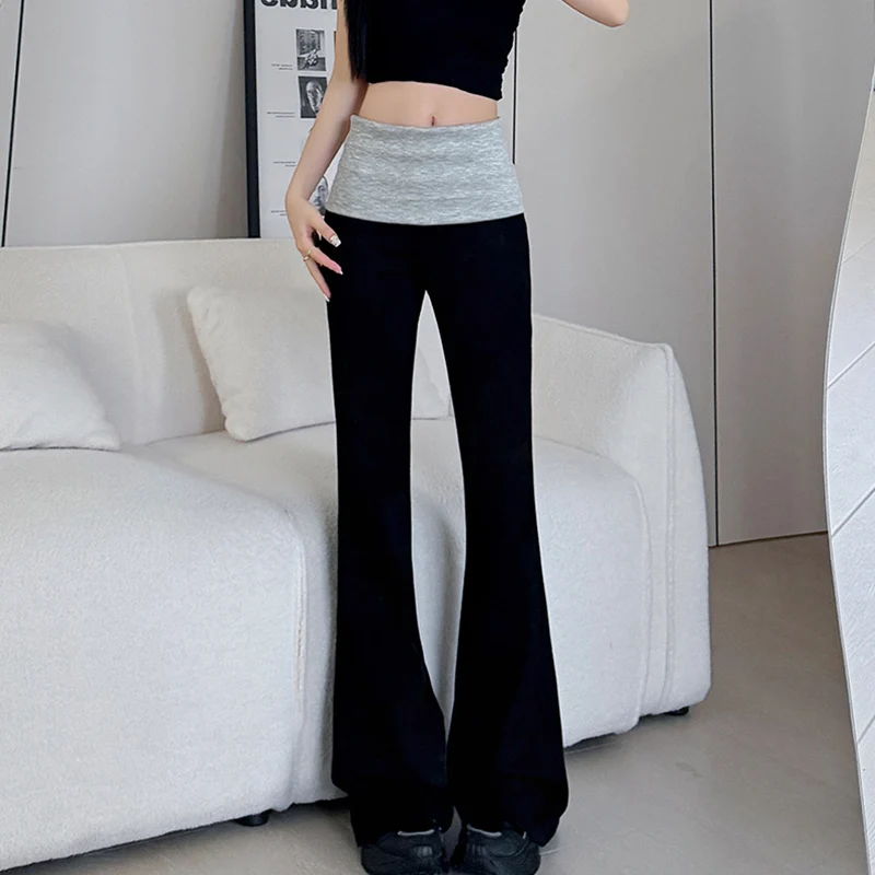 

Women Flare Pants Sexy Slim Black Wide Leg Pants Fashion Casual Elastic High Waist Sweatpants for Women Sports Pants Clothes New